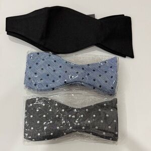 Set of Three Self-Tie Bow Ties - Black, Blue, & Gray NWT Formal Business Church